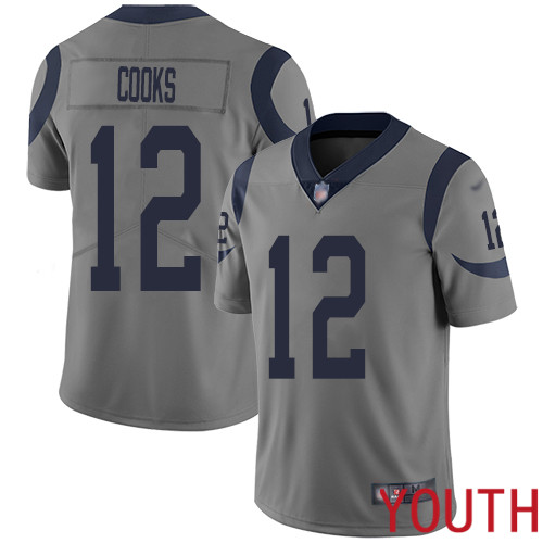 Los Angeles Rams Limited Gray Youth Brandin Cooks Jersey NFL Football #12 Inverted Legend->youth nfl jersey->Youth Jersey